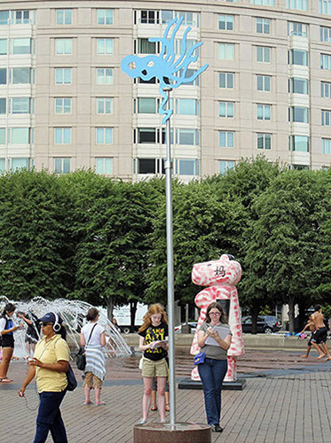 WATER FORMS 2014  water-jet cut aluminum, enamel  11 x3 x 3' Christian Science Center Plaza, Boston, MA