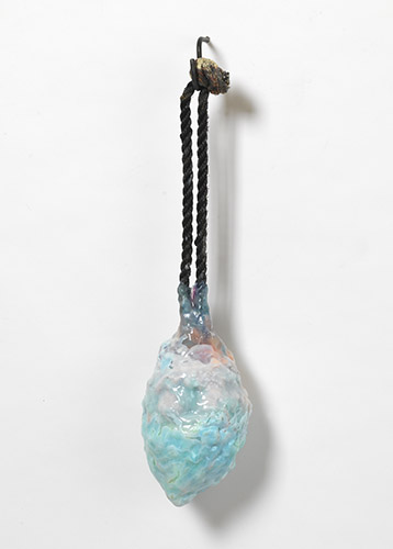 Bulbil, dyed resin, found rope, 20” x5” x 5.5”, 2016