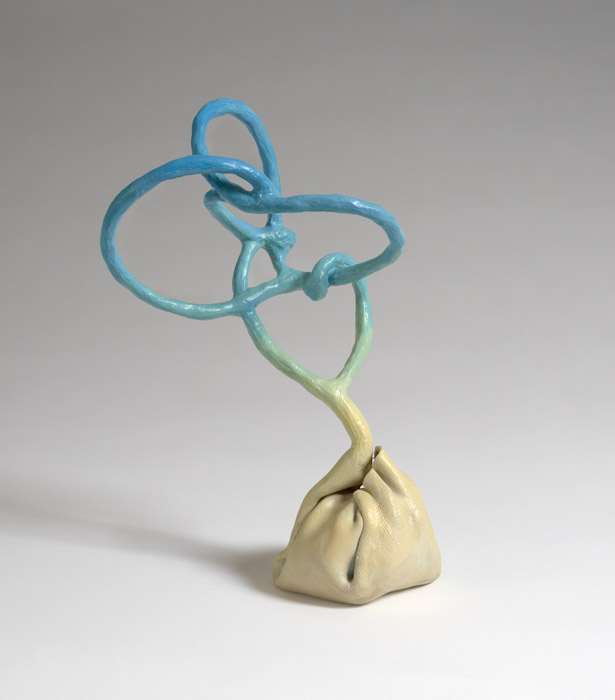 SMALL EXUBERANCE 2021, clay, wire, screen, epoxy putty, enamel paint, 16